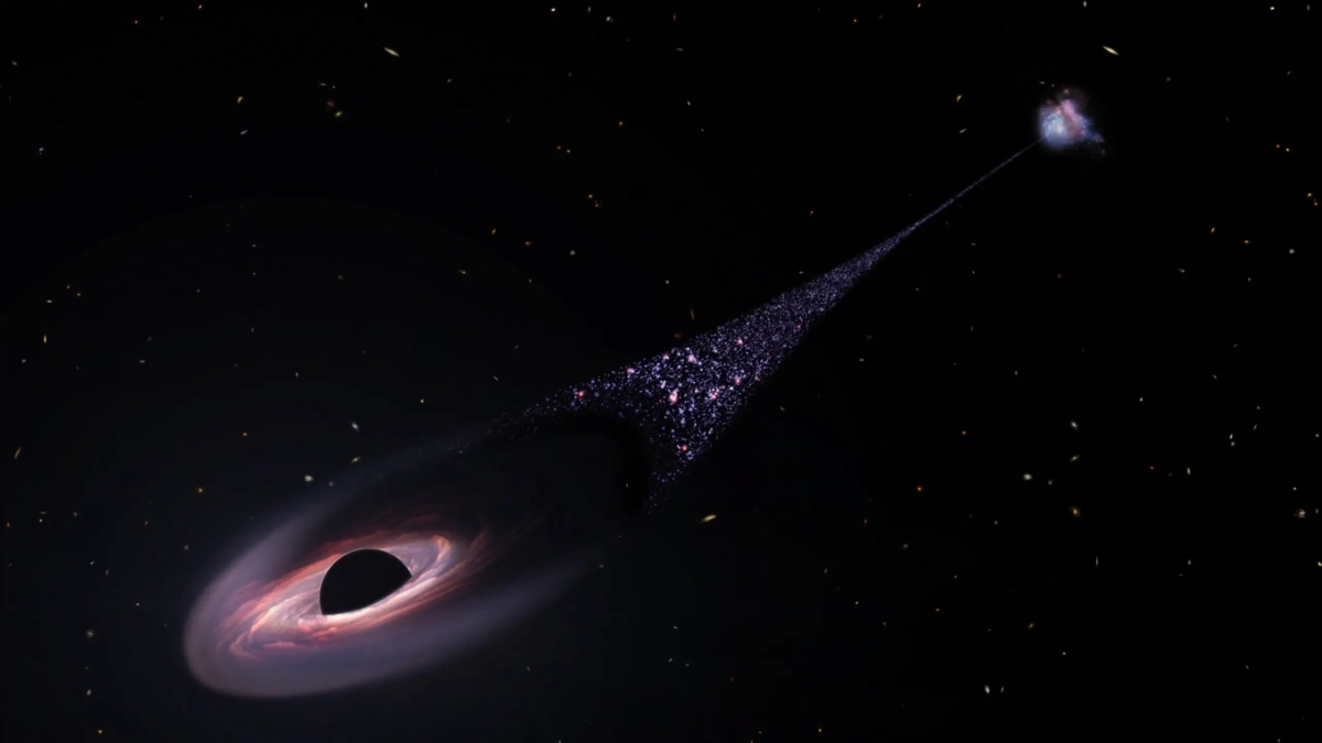 Эта сверхмассивная черная дыра не поглощает звезды, а создает их