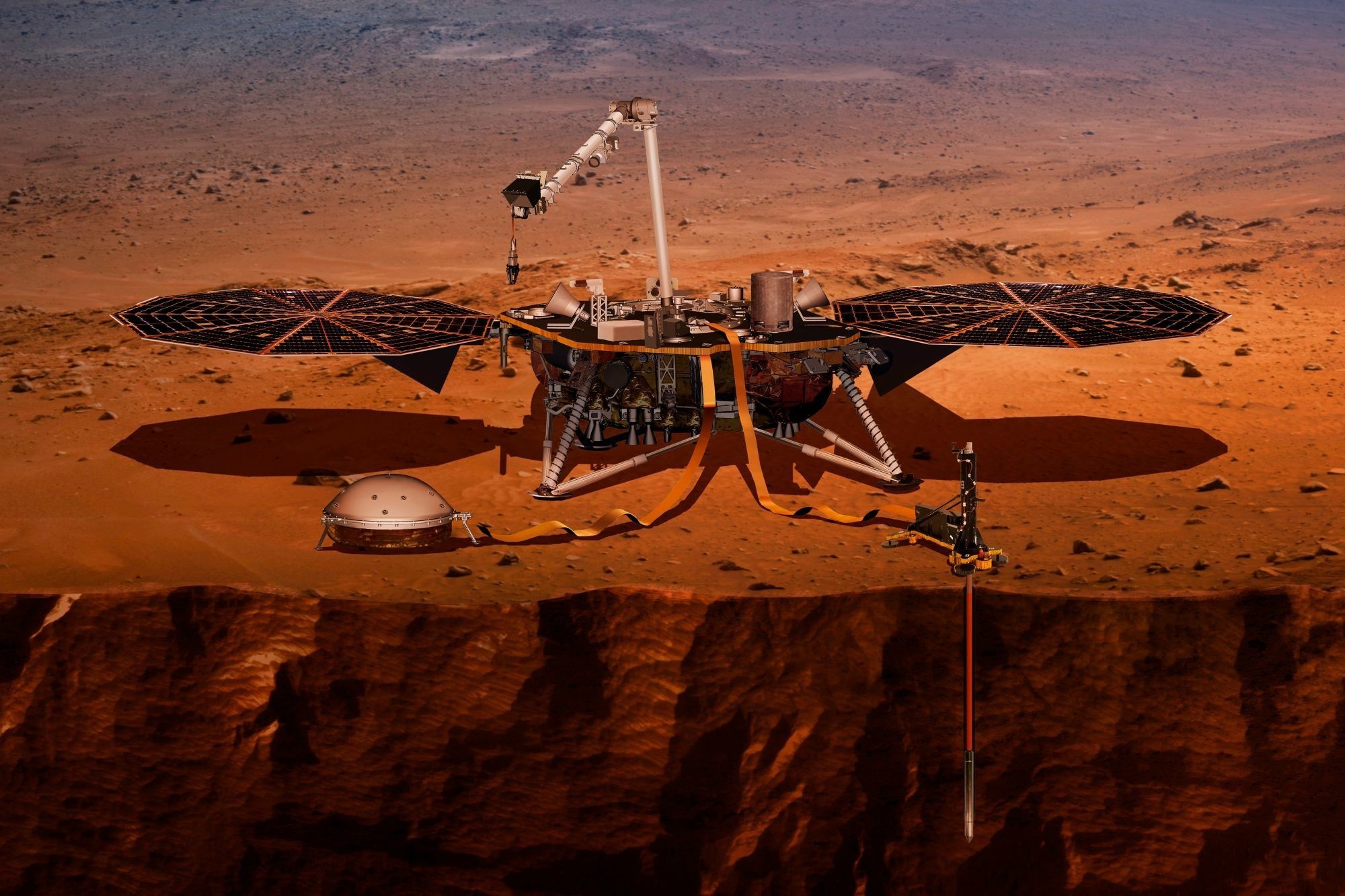 Посадочный модуль NASA InSight используют для исследования глубин марсианской поверхности