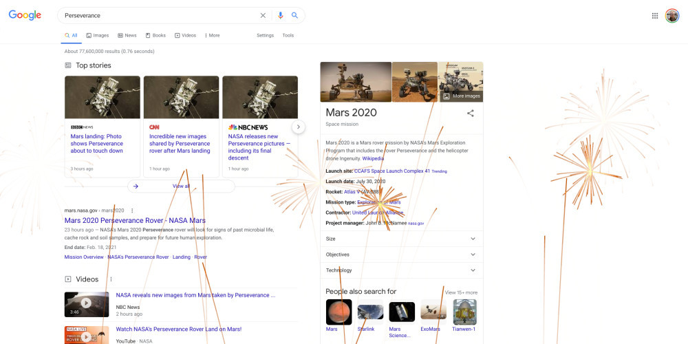 Google отмечает приземление марсохода Perseverance 1 Google отмечает приземление марсохода Perseverance