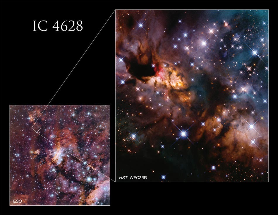 Hubble запечатлел огромную небесную креветку, плывущую через космическую бездну