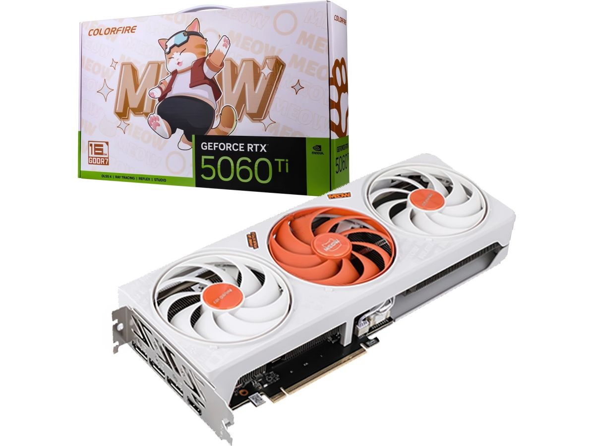 Colorfire выпустила RTX 5060 Ti в фирменном дизайне Meow 1 Colorfire выпустила RTX 5060 Ti в фирменном дизайне Meow
