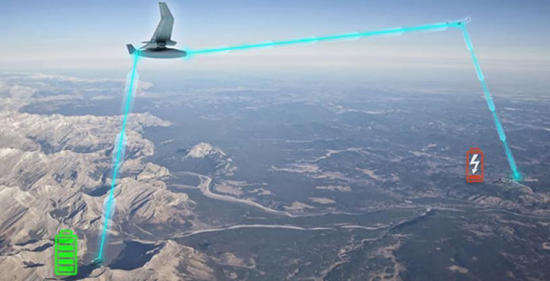 Лазерная энергетика будущего: DARPA бьёт рекорды по беспроводной передаче электричества 1 Художественное представление лазерного силового реле в действии.