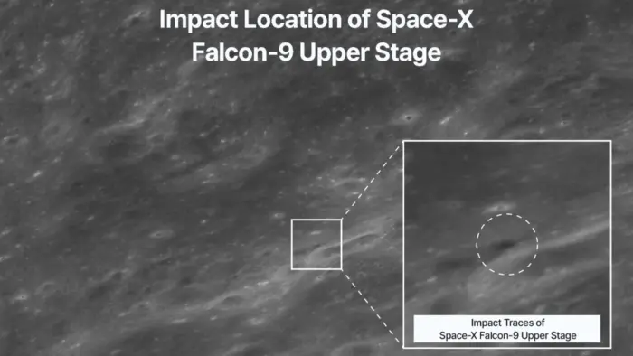 Южнокорейский зонд Danuri нашел кратер от падения ступени Falcon 9 на Луну 1 Южнокорейский зонд Danuri нашел кратер от падения ступени Falcon 9 на Луну